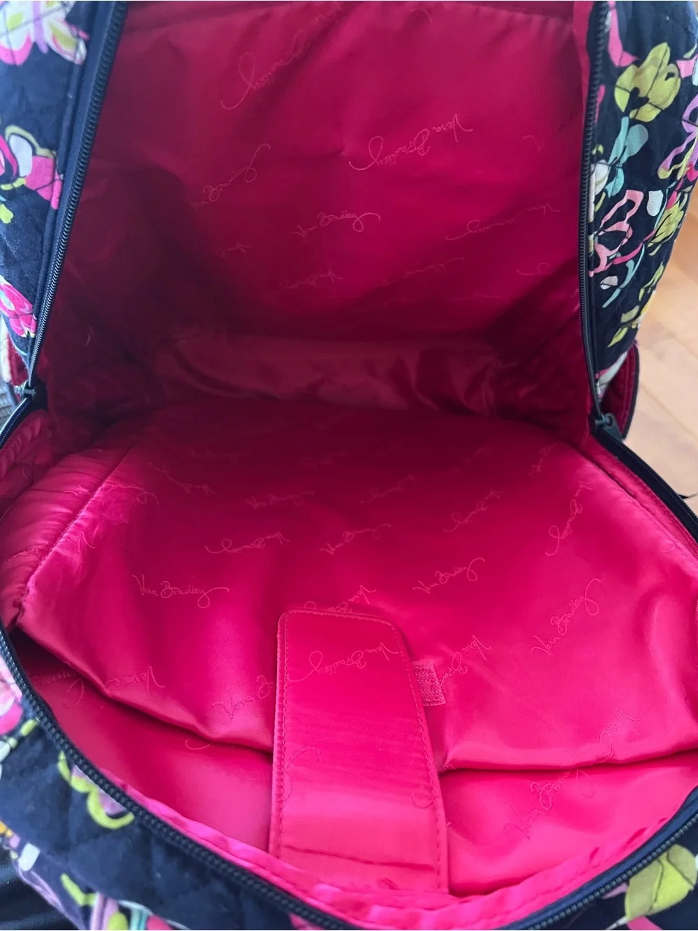 Vera Bradley Floral Quilted Navy Backpack -Ribbons